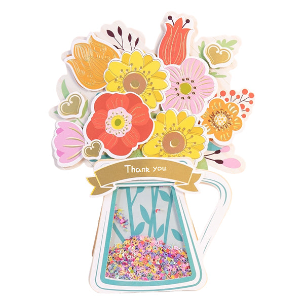 DIY 搖搖樂燙金花感謝咭 DIY Gold Foil Flowers Shaker Card