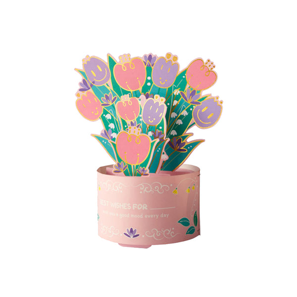DIY 立體花盆燙金心意咭 (附裝飾燈串) DIY 3D Flowers Gold Foil Card with Lighting Chain