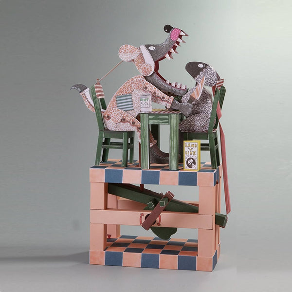 神奇動態-紙模型-狼與羊的晚餐-Automata Paper Machine-Moving Model-Having Dinner with a Wolf