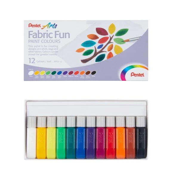 Pentel 染布水彩/ 繪布顏料(12支裝) Fabric Fun Paint Colours (12pcs Set)
