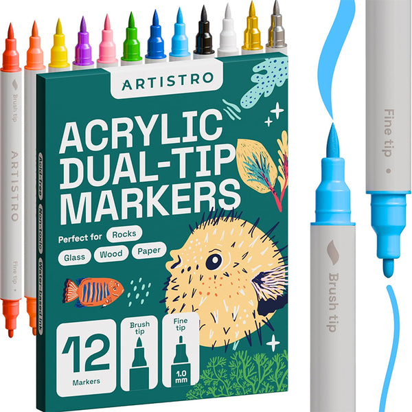 Artistro 12色雙頭丙烯馬克筆 Artistro Acrylic Dual-Tip Markers - 12 Colors