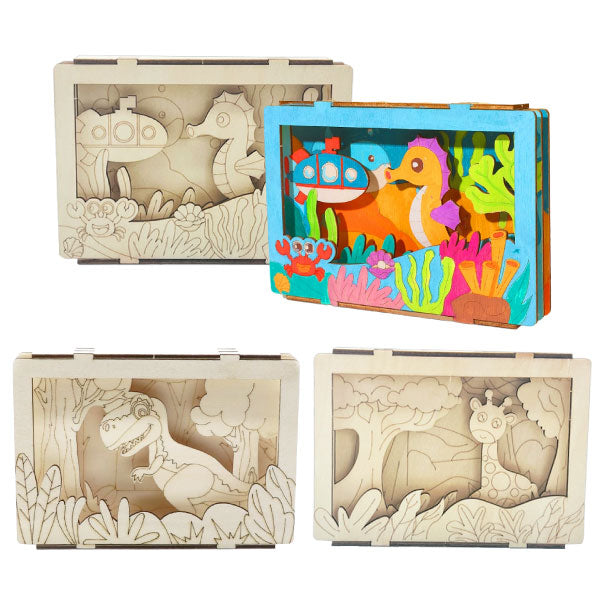 DIY木制立體填色拼圖 DIY Coloring 3D Scene Wooden Puzzle Frame
