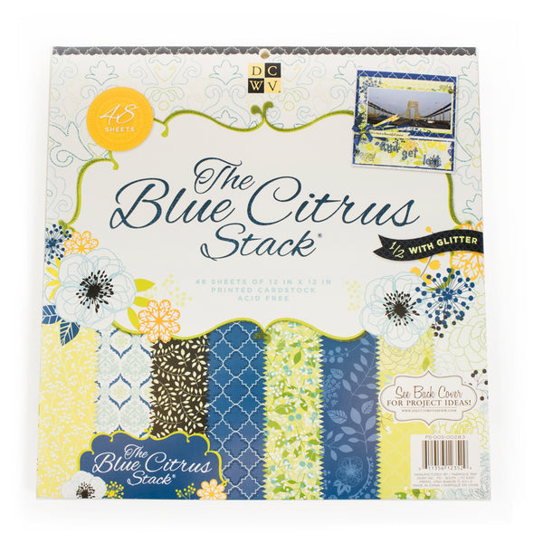 DCWV-Premium Stacks, Blue Citrus with Glitter-Cardstock-Scrapbook