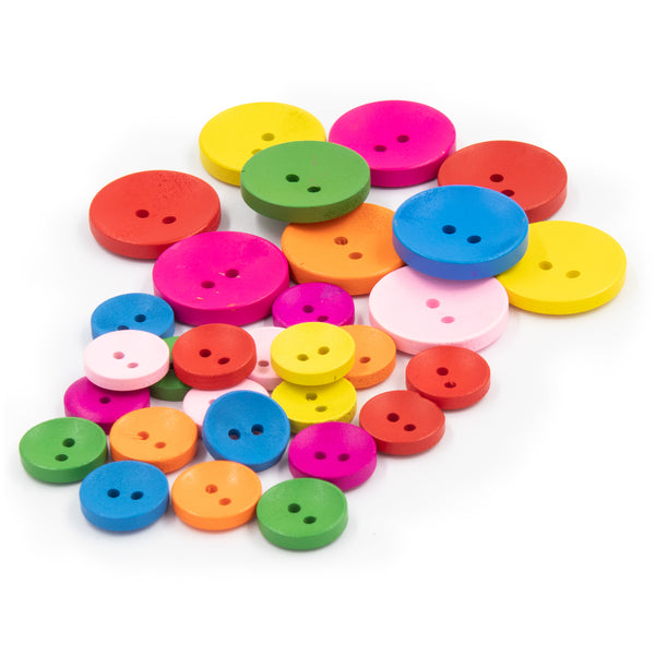 Colored Wooden Rounded Canvave Buttons